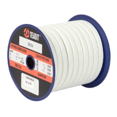 2026 Braided from textured glass-fibre yarn, impregnated throughout with PTFE-dispersion, silicone-free break-in lubricant